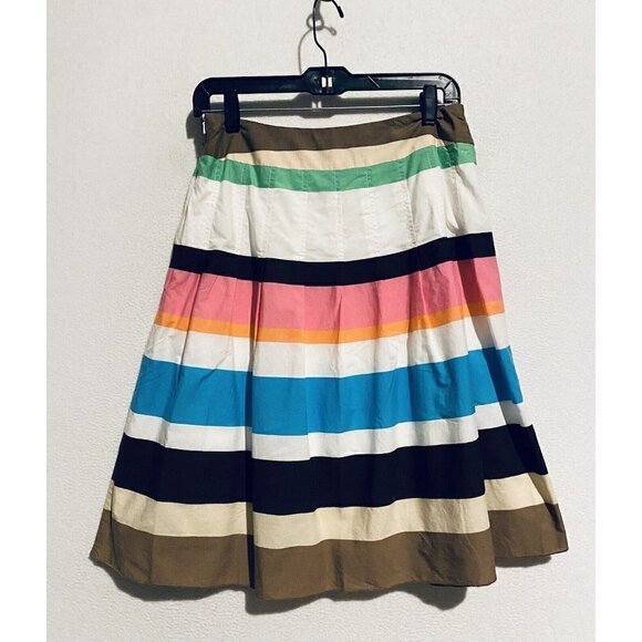 Talbots Skirt Womens 8 Multicolor Striped A Line Full Mini Pleated Lined Boho - Picture 3 of 6